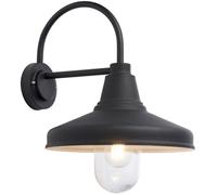 Non Automatic Outdoor Wall Light - Textured Black & Glass Shade - IP44 Rated Loops Black One Size