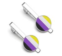 Non-binary Flag 1 Pair Men's Tie Clips Lightweight Necktie Tie Bars for Business Wedding Suit