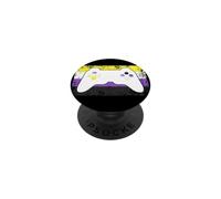 Non-Binary Flag Genderqueer Gaming LGBT Nonbinary Gamer PopSockets Adhesive PopGrip