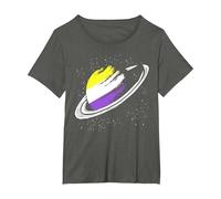 Non Binary Flag Pride Saturn Equality LGBT Non Binary T-Shirt, Women's Plus, Asphalt Grey, 5X