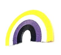 Non Binary Gender Pride Flag Rainbow Iron On Embroidered Fabric Sew On Patch 6.5cm x 3.8cm Pack of 1