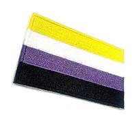 Non Binary Gender Pride LGBT Iron On Embroidery Patch Flag Embroidered Fabric Sew On Transfer for Clothes 8cm x 5cm Rectangle Pack of 1