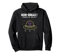 Non Binary People Exist Alien LGBTQ Queer Non Binary Pullover Hoodie