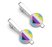 Non-binary Transgender Flag 1 Pair Men's Tie Clips Lightweight Necktie Tie Bars for Business Wedding Suit