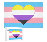 Non-binary Transgender Flag Wooden Jigsaw Puzzles for Adults Brain-Teasing Game Idea Puzzle Gift 1000 PCS