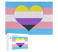 Non-binary Transgender Flag Wooden Jigsaw Puzzles for Adults Brain-Teasing Game Idea Puzzle Gift 300 PCS