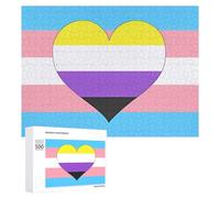 Non-binary Transgender Flag Wooden Jigsaw Puzzles for Adults Brain-Teasing Game Idea Puzzle Gift 500 PCS