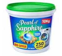 Non Bio washing Powder Family pack 10 Kg bucket - Powerful stain removal, Deep Clean, Fresh Linen Scent and Gentle on Skin - 250 Washes Made in UK Laundry Detergent
