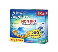 Non-Bio washing Powder Family pack 8Kg box - Powerful stain removal, Deep Clean, Fresh Linen Scent and Gentle on Skin - 200 Washes Made in UK Laundry Detergent