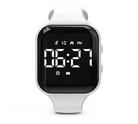 Non-bluetooth Led Fitness tracker watch,Digital Pedometer watch,with Step Counting/ Distance/ Calories/Stopwatch/Alarm Clock, Great Gift for Kids Teens Girls Boys Xmas (Square - white)