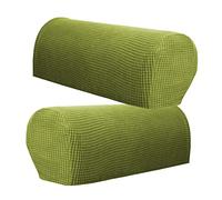 Non-brand 2 Piece Checked Armrest Covers Stretch Set Chair Sofa Arm Protectors Flannel - Green, as described
