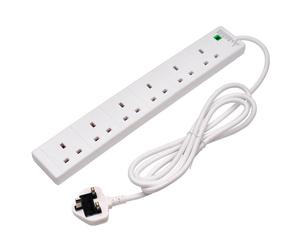 Non-Branded Six Socket Surge Protected Extension Lead With Neon Indicator 2M Pk 1 09659