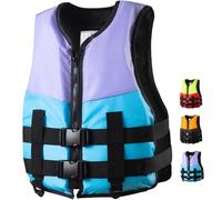 Non-Bulky Safety Vest for Adults - 50N Breathable EPE Foam Life Jacket, Secure Fit for Kayaking, Fishing, Sailing & Boating,2XL,Purple