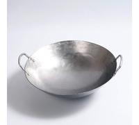 Non-Coating Woks Gas Cooker Traditional Handmade Pot Huge Manual Forging Wok with Binaural(Diameter: 38cm)