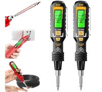 Non-Contact Voltage Tester with LCD Display, Smart Voltage Test Pen, 2-in-1 AC/DC Electrical Tester 30-1000V with Flashlight, Audible Alarm, Live Wire Detection Tool (Black 2pcs)
