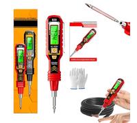 Non-Contact Voltage Tester with LCD Display, Smart Voltage Test Pen, 2-in-1 Intelligent Digital Display Voltage Tester - Safe Efficient Electrician's Tool for AC/DC Circuit Detection (Red)