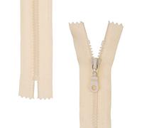 Non-Divisible Zip Fastener, 2 Pieces, 35 cm Rail Length, in Beige, #3 Zip Size, 4.5 mm Rail Width, 30 mm Tape Width, Replacement Zip Fastener Plastic, Plastic Zip Fastener # 3 Size