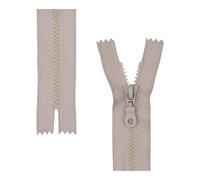 Non-Divisible Zip Fastener, 2 Pieces, 35 cm Rail Length, in Light Grey, #3 Zip Size, 4.5 mm Rail Width, 30 mm Tape Width, Replacement Zip Fastener Plastic, Plastic Zip Fastener # 3 Size