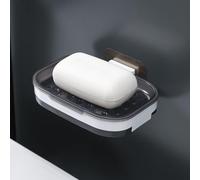 Non-Drip Soap Dish with Dual Level Structure for Efficient Water Drainage in Shower Bathtub and Countertop Areas (Grey)