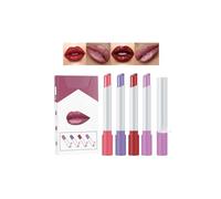 Non-drying lipstick with shea butter lip balm for daily lip care routines,Multi-Effect Mood Lip Kit - 4 Velvet to Gloss Tubes, Temp-Change & Pearlescent Lipstick Set, Non-Stick Hydrating