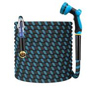 Non-Expanding Garden Hose 150ft,flexible, lightweight hose is resistant to kinks and tangles.With 10-way nozzle, strong 3/4” metal fittings.