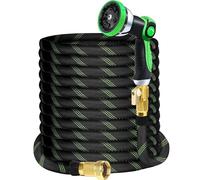 Non-Expanding Garden Hose, Lightweight Hose & Flexible Water Hose, Rotating Nozzle, Kink-Free Design, Durable Leakproof Yard Outdoor Hose, Portable Storage Strap 30m