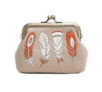 （Non-Finished Product）Beginner Embroidery Coin Purse kit, Simple Embroidery, Cross Stitch kit Suitable for Beginner Sewing Craft Friend Gift Bag (Feather)