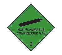 Non-Flammable Compressed Gas Class 2 Warning Labels - Roll of 250 - Self Adhesive Vinyl - 100mm x 100mm - Hazard Safety Stickers for Cylinders, Storage & Transport