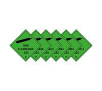 Non Flammable Gas 2 Hazard Diamond Multi Pack 100mm x 100mm Strong Adhesive Vinyl Stickers for Safety (6)
