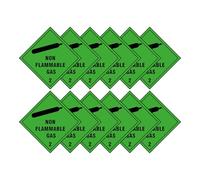 Non Flammable Gas 2 Hazard Diamond Multi Pack 100mm x 100mm Strong Adhesive Vinyl Stickers for Safety (12)