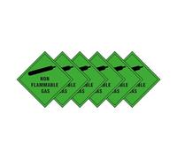 Non Flammable Gas Hazard Diamond Multi Pack 100mm x 100mm Strong Adhesive Vinyl Stickers for Safety (6)