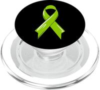 Non-Hodgkin Lymphoma Cancer Awareness Ribbon Green Chemo PopSockets PopGrip for MagSafe