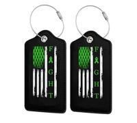 Non-Hodgkin's Lymphoma Awareness American Flag Leather Luggage Tags with Privacy Cover Id Card for Men Women Travel