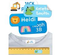 Non-Iron Clothing Labels Resistant to Washing. Personalized Stickers for School Supplies. Adhesive Labels for Children, Daycare and Schools. (Palette 14, 100 Counts)