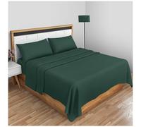 Non Iron Percale Single Flat Sheet - Polycotton Fabric Linen Bed Sheets- Anti Allergy Luxury Hotel Bedding Flat Sheets- Dark Green