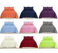 Non Iron Plain Double Flat Sheet with FREE 2 Pillow Cases Bedding Double Flat Sheet and Pillowcases Set Easycare Soft Poly Cotton Bed Sheets Percale Top Sheet, Fuchsia