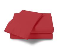 Non Iron Plain Dyed Percale Flat Sheet, Soft Polycotton Bed Sheets, 180 Thread Count Easy Care Bedding, Single, Red
