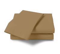 Non Iron Plain Dyed Percale Flat Sheet, Soft Polycotton Bed Sheets, 180 Thread Count Easy Care Bedding, Single, Mocha