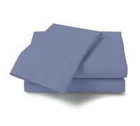 Non Iron Plain Dyed Percale Flat Sheet, Soft Polycotton Bed Sheets, 180 Thread Count Easy Care Bedding, Double, Blue