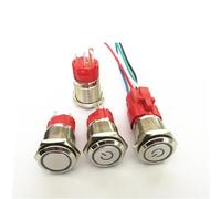 Non-lock 16mm Metal Button Power Supply Self-reset Switch Self-locking Round Jog 9V-24V 1Pcs(16mm cable 5PCS,Yellow light)