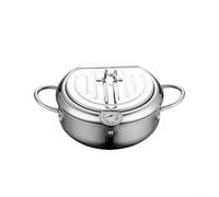 Non-Magnetic Stainless Steel Deep Fryer Pot, Frying Chicken Pot Deep Fryer With Removable Thermometer Oil Drainage System For Gas Induction(20 Cm)