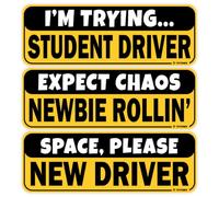 Non-Magnetic Student Driver Sticker for Car New Driver Vehicle Safety Sign Decal Window Cling Rookie Learner Driver Removable Bumper Sticker Please Be Patient (3 Sticker Set)