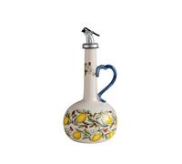 Non-Oil Dispenser Container with Spout, American Style Heart-Shaped Lemon Pattern Ceramic Oil Bottle