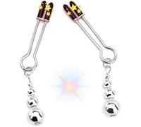 Non-Piercing Metal Simulator Nipple Clips Nipple Clamps Breast Clip Leather Collar Choker Necklace Couple Flirting Toys Nipple Jewelry