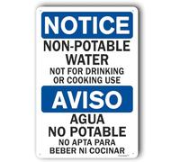 Non - Potable Water Sign, Do Not Drink Notice Safety - for Drinking Or Cooking" Metal Aluminum 8"x12"