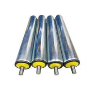 Non-Powered Conveyor Rollers - Set of 4 Transport Wheels with 25 38 50 60mm Diameter Yellow Nylon End Caps Stainless Steel for Factories