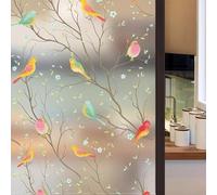 Non Privacy Casement Film with Frosted Bird Design, Electrostatic Cling for Easy Application, Protects Family Safety, Blocks Glare, and Retains Heat (Pure Frosted Bird)