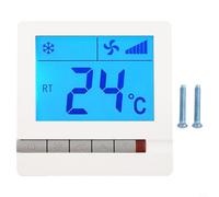 Non-Programmable Digital Thermostat with LCD Display, Controller for Fan Coil, Air Conditioning & Heating Systems, White ABS+PC Panel
