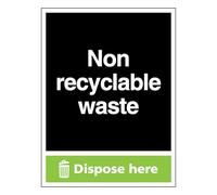 Non-Recyclable Waste - Dispose Here 150 x 200 mm - Glow In The Dark Self Adhesive Vinyl