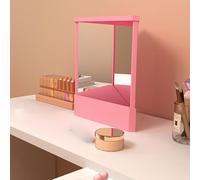 Non-Reversing Mirrors, Glass Viewing Angle Selfs Hair Cutting Mirrors, Precision True Images Real Reflection, Slim Design for Makeup Vanity & Beauty (Pink)